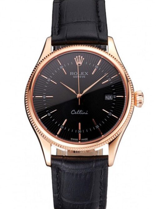 Rolex Cellini 38mm Black Dial REP016799 Super Clone