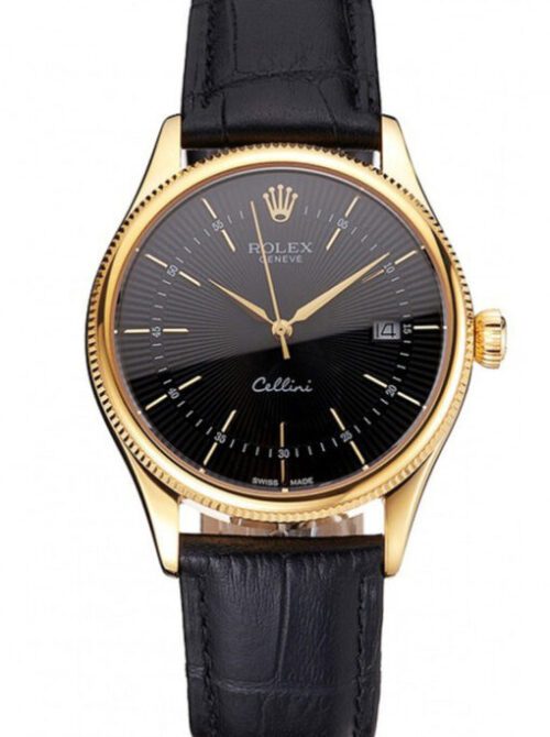 Rolex Cellini 38mm Black Dial REP016807 Super Clone