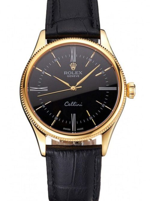 Rolex Cellini 38mm Black Dial REP016814 Super Clone