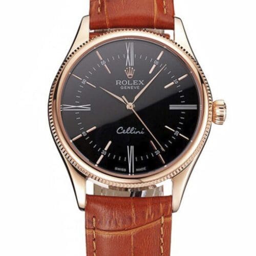 Rolex Cellini 38mm Black Dial REP016794 Super Clone