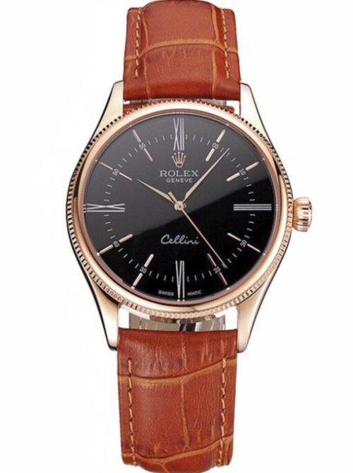 Rolex Cellini 38mm Black Dial REP016794 Super Clone