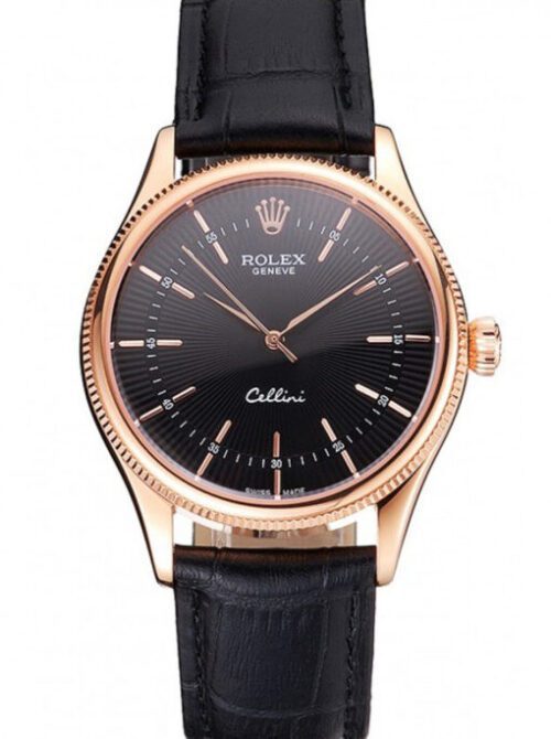 Rolex Cellini 38mm Black Dial REP016815 Super Clone