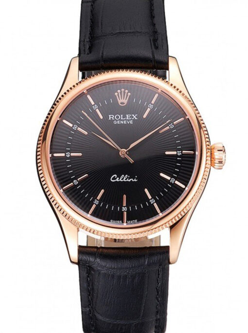 Rolex Cellini 38mm Black Dial REP016815 Super Clone