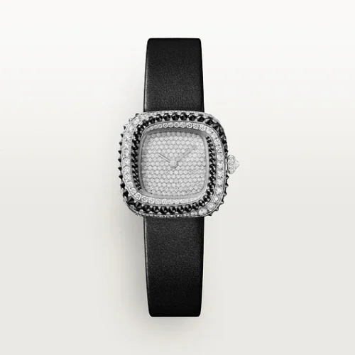 Cartier Coussin de Cartier watch,  small model black calfskin