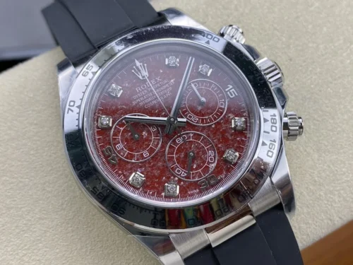 Rolex Red Pomegranate Square Stone Plate Daytona 40mm Super Clone with 4130 Movement