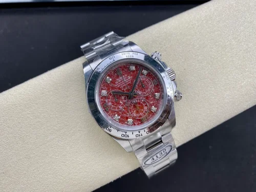 Rolex Red Pomegranate Square Stone Plate Daytona 40mm Super Clone with 4130 Movement