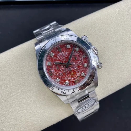 Rolex Red Pomegranate Square Stone Plate Daytona 40mm Super Clone with 4130 Movement