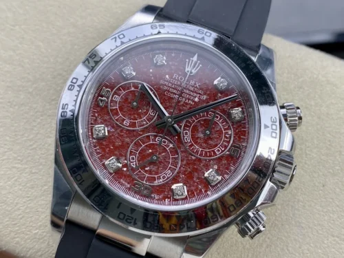 Rolex Red Pomegranate Square Stone Plate Daytona 40mm Super Clone with 4130 Movement - Image 6