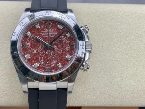 Rolex Red Pomegranate Square Stone Plate Daytona 40mm Super Clone with 4130 Movement - Image 7