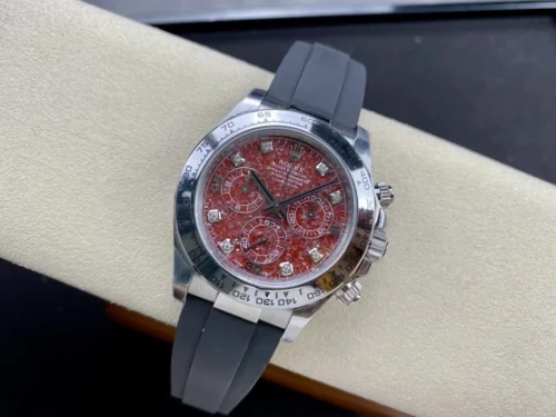 Rolex Red Pomegranate Square Stone Plate Daytona 40mm Super Clone with 4130 Movement - Image 8