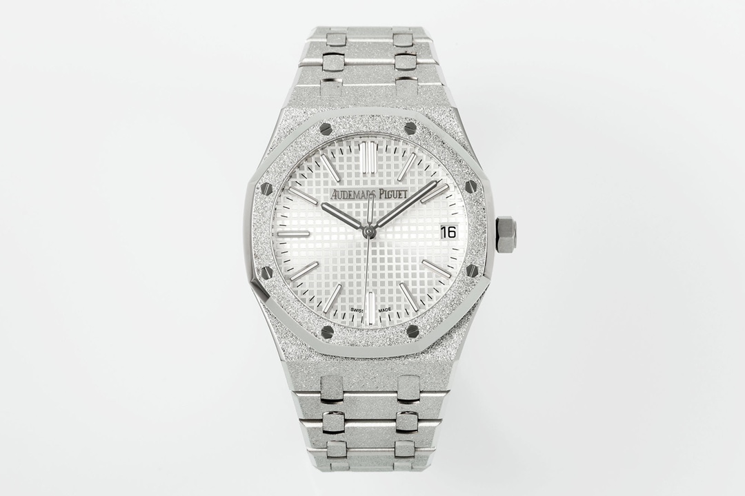 Royal Oak 15510 41mm Frosted SS/SS White Textured Dial APSF A4302 Super Clone