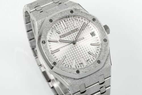 Royal Oak 15510 41mm Frosted SS/SS White Textured Dial APSF A4302 Super Clone - Image 2