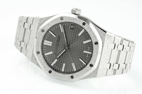 Royal Oak 15510 41mm Frosted SS/SS Grey Textured Dial APSF A4302 Super Clone - Image 5