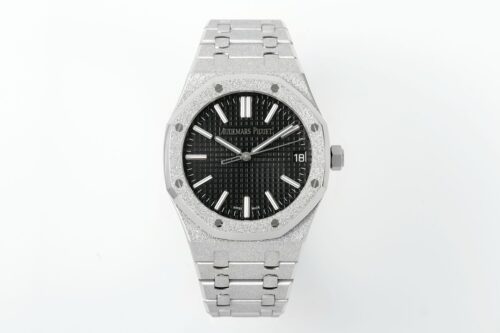 Royal Oak 15510 41mm Frosted SS/SS Black Textured Dial APSF A4302 Super Clone