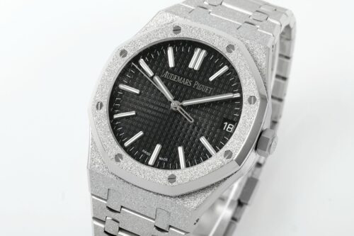 Royal Oak 15510 41mm Frosted SS/SS Black Textured Dial APSF A4302 Super Clone - Image 3