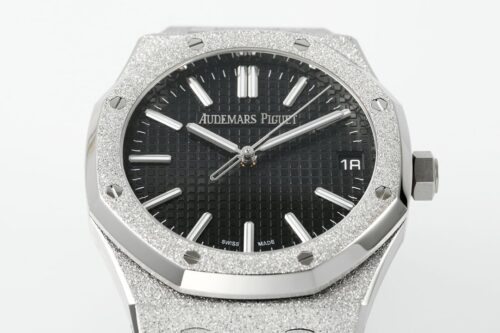 Royal Oak 15510 41mm Frosted SS/SS Black Textured Dial APSF A4302 Super Clone - Image 4