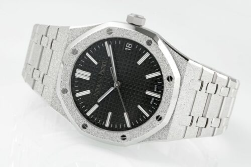 Royal Oak 15510 41mm Frosted SS/SS Black Textured Dial APSF A4302 Super Clone - Image 5