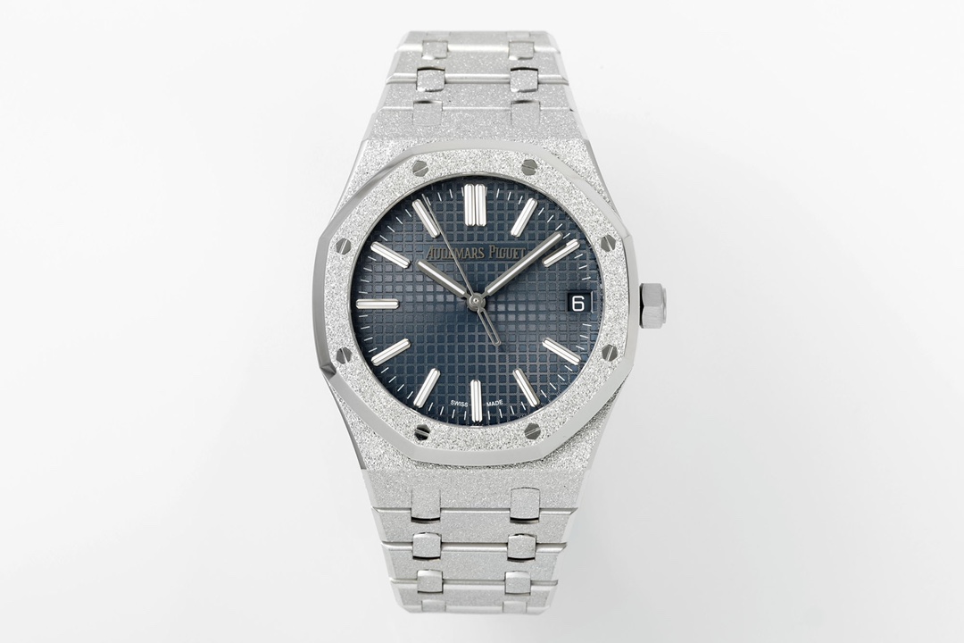 Royal Oak 15510 41mm Frosted SS/SS Blue Textured Dial APSF A4302 Super Clone