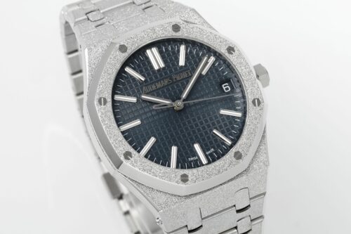 Royal Oak 15510 41mm Frosted SS/SS Blue Textured Dial APSF A4302 Super Clone - Image 2