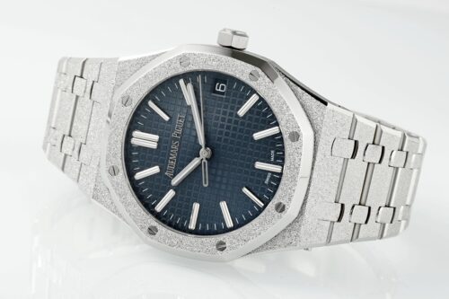 Royal Oak 15510 41mm Frosted SS/SS Blue Textured Dial APSF A4302 Super Clone - Image 5