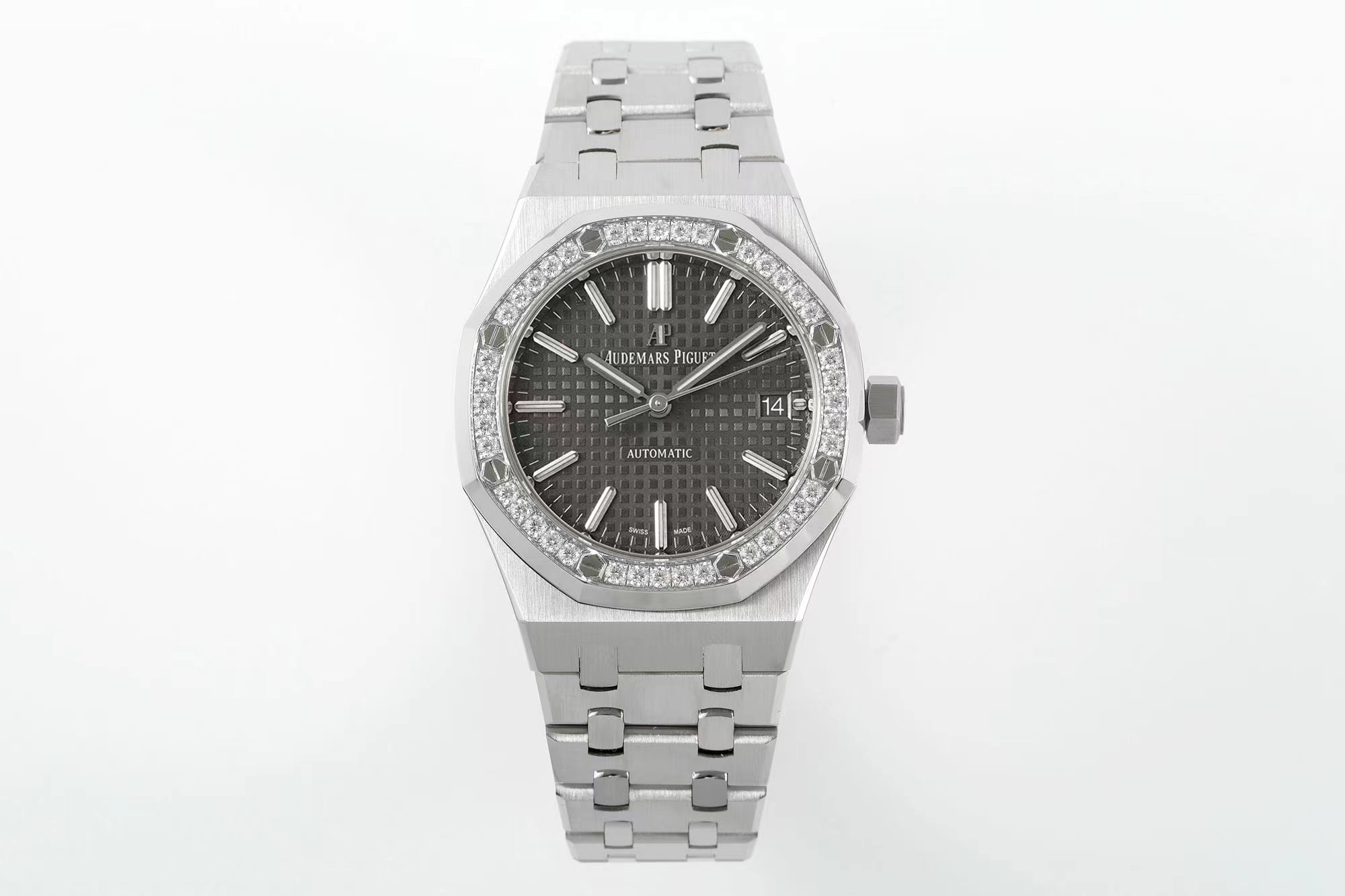 Royal Oak 37mm 15451 SS APSF 1:1 Best Edition Gray Textured Dial on SS Bracelet SA3120 Super Clone