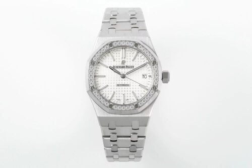 Royal Oak 37mm 15451 SS APSF 1:1 Best Edition White Textured Dial on SS Bracelet SA3120 Super Clone