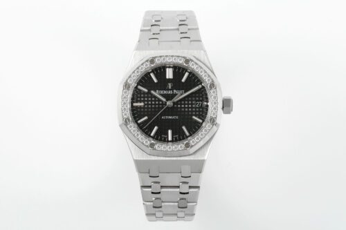 Royal Oak 37mm 15451 SS APSF 1:1 Best Edition Black Textured Dial on SS Bracelet SA3120 Super Clone