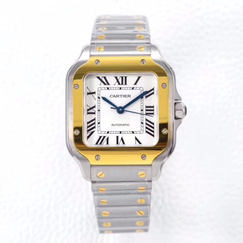 Santos de Cartier 35mm SS/YG BVF 1:1 Best Edition White Dial on SS/YG SmartLinks Bracelet MIYOTA 9015