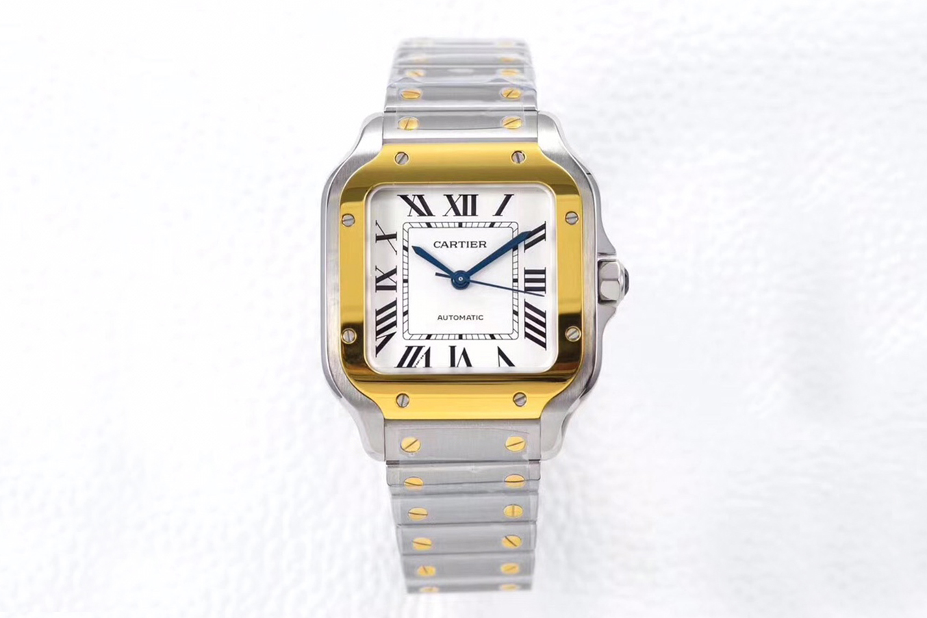 Santos de Cartier 35mm SS/YG BVF 1:1 Best Edition White Dial on SS/YG SmartLinks Bracelet MIYOTA 9015