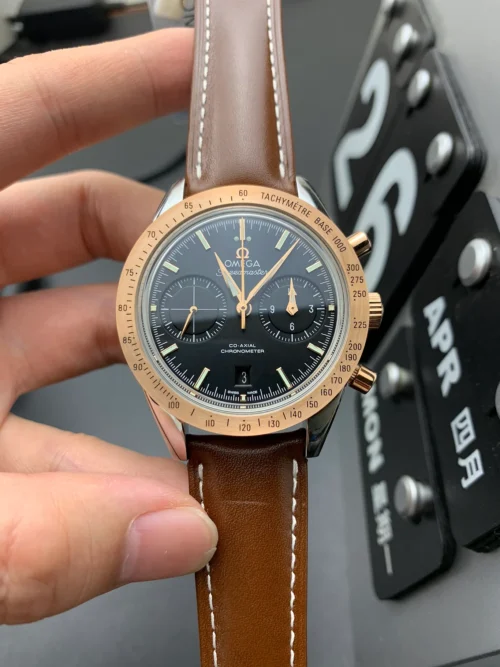 OMEGA Speedmaster '57 41.5mm, Steel - Red Gold on Leather Strap