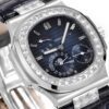 Nautilus 40mm 5724 Dia SS Blue/Stk PPF on Leather Strap A240 Super Clone - Image 3