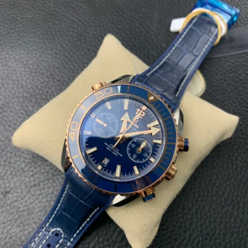 Omega Seamaster Planet Ocean 600M Chronograph Gold Blue Dial