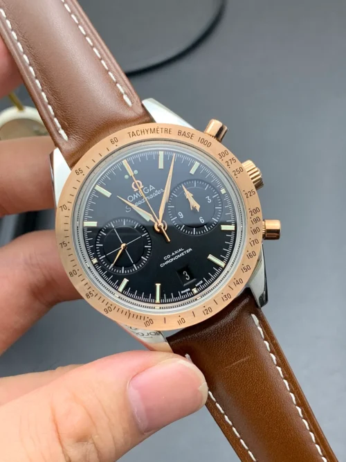 OMEGA Speedmaster '57 41.5mm, Steel - Red Gold on Leather Strap - Image 2