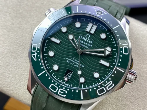 Omega 2022 Green Seahorse 300 with Black Balance Wheel 8800 Movement