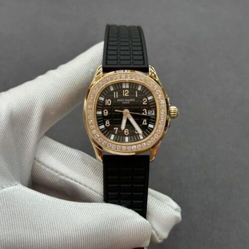 Aquanaut 5067A RG PPF 1:1 Best Edition Black Textured Dial on Black Rubber Strap Ronda Quartz