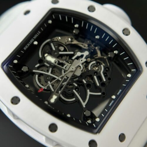 Richard Mille RM055 White Ceramic Rubber Strap ZF Factory 45mm - Image 4