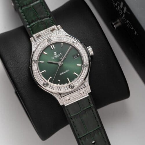 Hublot Classic Fusion Titanium Green Full Diamond 38mm