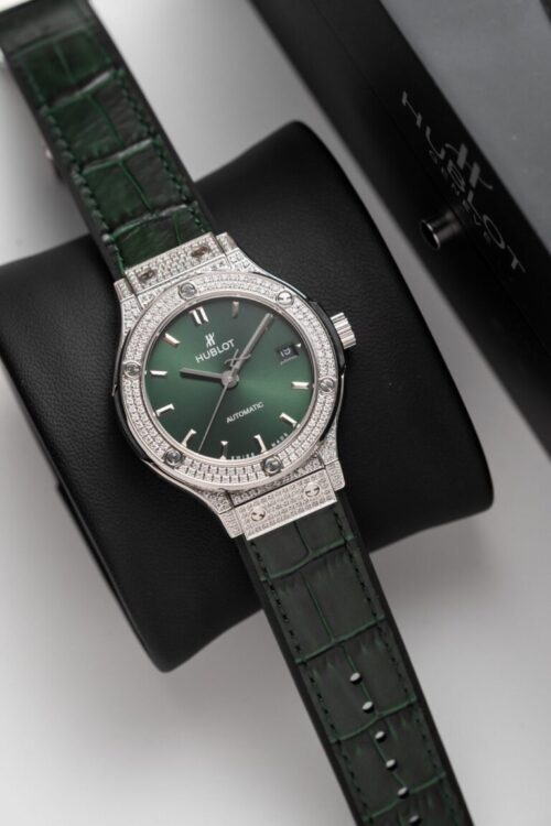 Hublot Classic Fusion Titanium Green Full Diamond 38mm