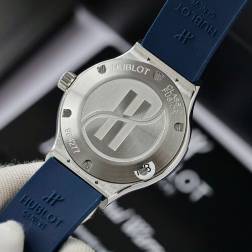 Hublot Classic Fusion 33mm Blue Dial Watch with Custom Moissanite Diamonds - Image 4