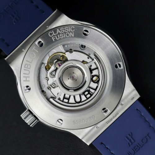 Hublot Classic Fusion Titanium Blue Dial 42mm Custom Moissanite Diamonds - Image 5