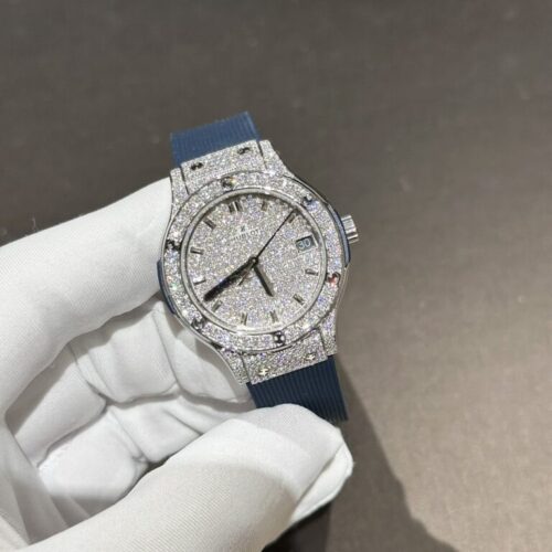 Hublot Classic Fusion Blue Rubber Strap Moissanite Diamond 33mm - Image 2