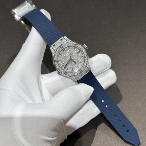 Hublot Classic Fusion Blue Rubber Strap Moissanite Diamond 33mm - Image 3