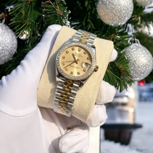 Rolex DateJust With Moissanite Diamonds Yellow Dial 31mm - Image 4