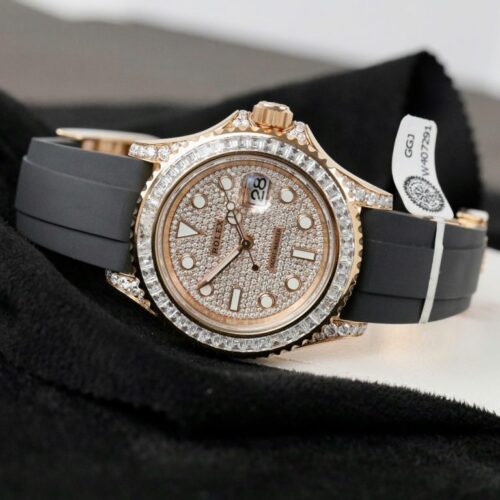 Rolex Yacht-Master Replica Watches Gold Wrapped + Moissanite Diamonds Hong Kong 40mm - Image 4