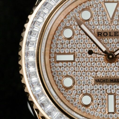 Rolex Yacht-Master Replica Watches Gold Wrapped + Moissanite Diamonds Hong Kong 40mm - Image 5