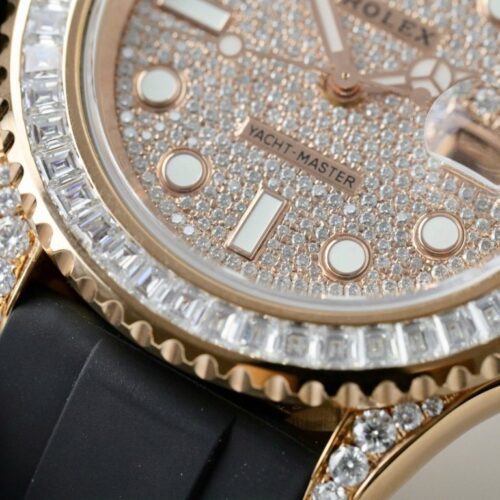 Rolex Yacht-Master Replica Watches Gold Wrapped + Moissanite Diamonds Hong Kong 40mm - Image 6