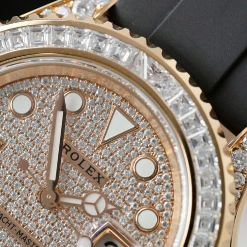 Rolex Yacht-Master Replica Watches Gold Wrapped + Moissanite Diamonds Hong Kong 40mm - Image 7