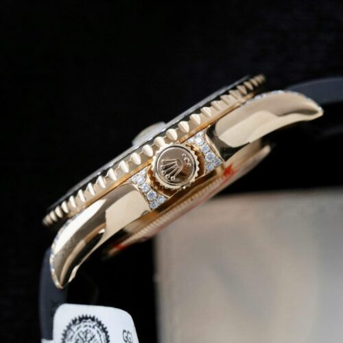 Rolex Yacht-Master Replica Watches Gold Wrapped + Moissanite Diamonds Hong Kong 40mm - Image 8