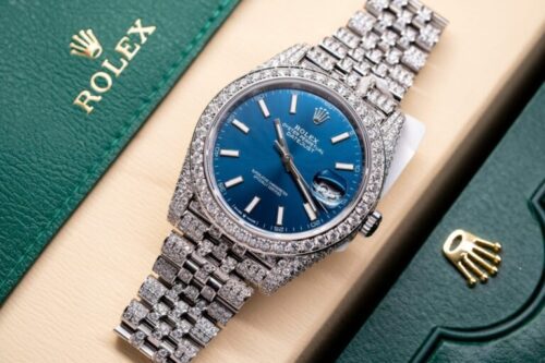 Rolex DateJust 126334 Blue Dial Full Diamond Moissanite 41mm - Image 2