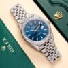 Rolex DateJust 126334 Blue Dial Full Diamond Moissanite 41mm - Image 3